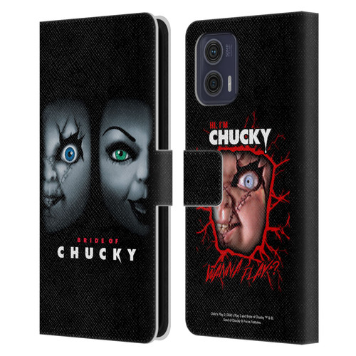 Bride of Chucky Key Art Poster Leather Book Wallet Case Cover For Motorola Moto G73 5G