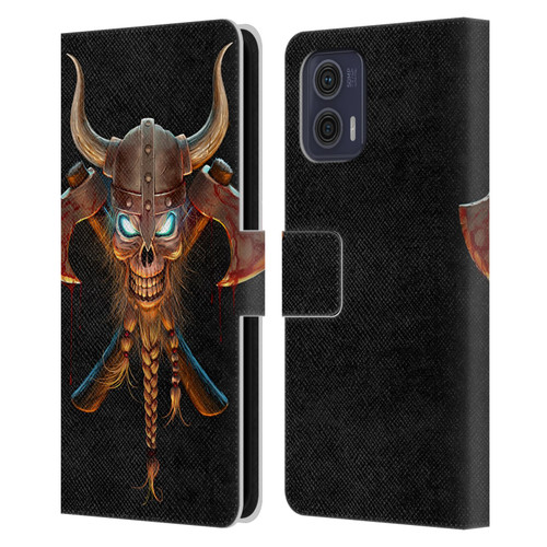 Christos Karapanos Horror 4 Viking Leather Book Wallet Case Cover For Motorola Moto G73 5G