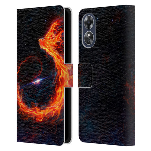 Christos Karapanos Phoenix Out Of Space Leather Book Wallet Case Cover For OPPO A17