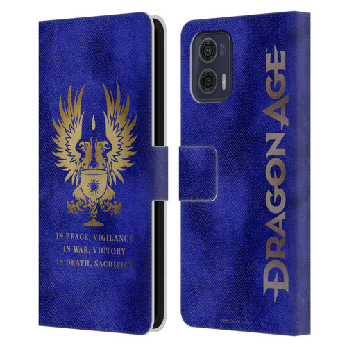 EA Bioware Dragon Age Heraldry Grey Wardens Gold Leather Book Wallet Case Cover For Motorola Moto G73 5G