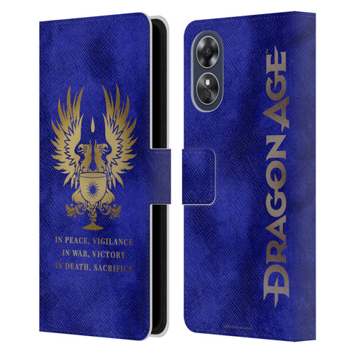 EA Bioware Dragon Age Heraldry Grey Wardens Gold Leather Book Wallet Case Cover For OPPO A17