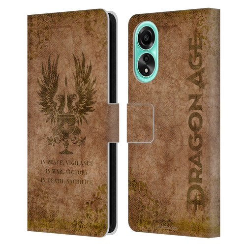 EA Bioware Dragon Age Heraldry Grey Wardens Distressed Leather Book Wallet Case Cover For OPPO A78 4G