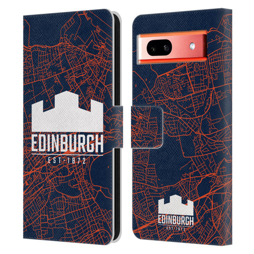 Edinburgh Rugby Graphics Map Leather Book Wallet Case Cover For Google Pixel 7a