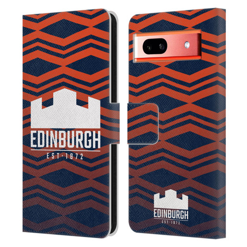 Edinburgh Rugby Graphics Pattern Gradient Leather Book Wallet Case Cover For Google Pixel 7a