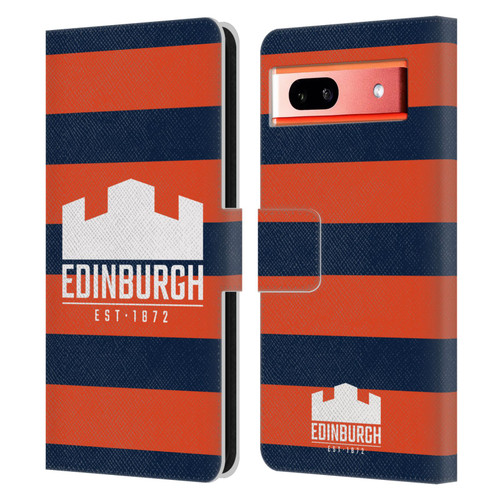Edinburgh Rugby Graphics Stripes Leather Book Wallet Case Cover For Google Pixel 7a