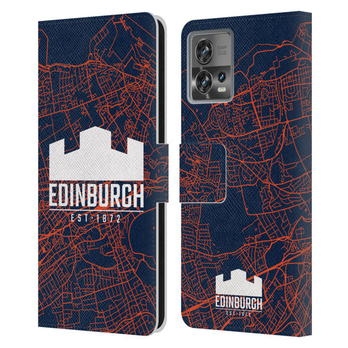 Edinburgh Rugby Graphics Map Leather Book Wallet Case Cover For Motorola Moto Edge 30 Fusion