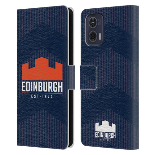 Edinburgh Rugby Graphics Lines Leather Book Wallet Case Cover For Motorola Moto G73 5G