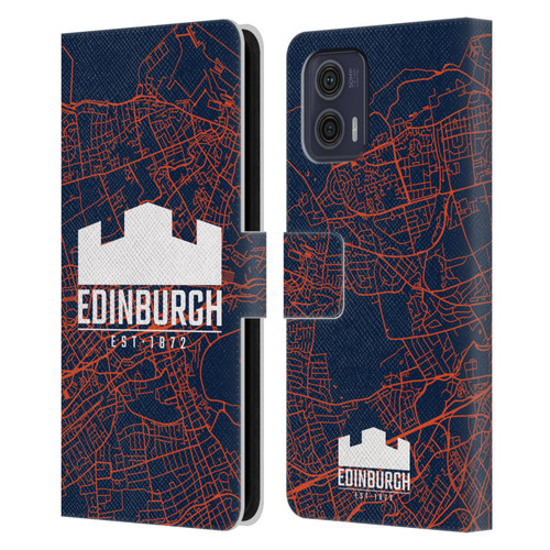 Edinburgh Rugby Graphics Map Leather Book Wallet Case Cover For Motorola Moto G73 5G
