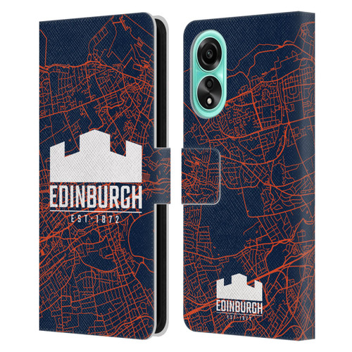 Edinburgh Rugby Graphics Map Leather Book Wallet Case Cover For OPPO A78 4G