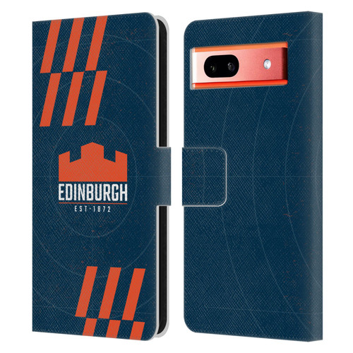 Edinburgh Rugby Logo Art Navy Blue Leather Book Wallet Case Cover For Google Pixel 7a