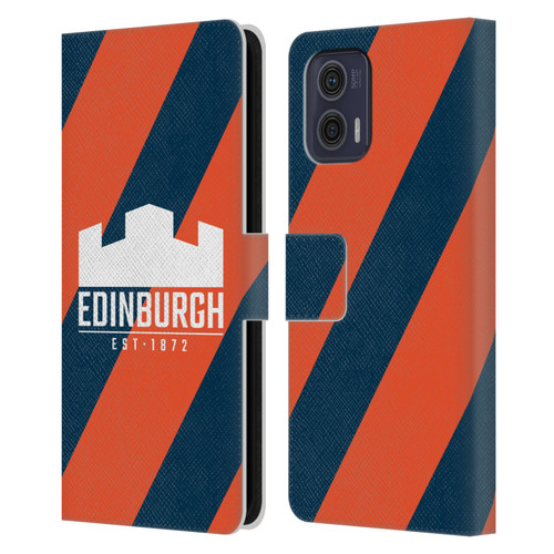 Edinburgh Rugby Logo Art Diagonal Stripes Leather Book Wallet Case Cover For Motorola Moto G73 5G