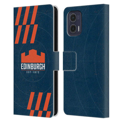 Edinburgh Rugby Logo Art Navy Blue Leather Book Wallet Case Cover For Motorola Moto G73 5G