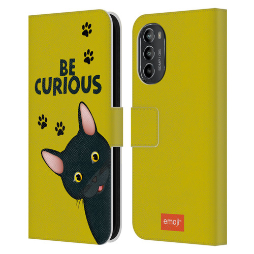 emoji® Cats Curious Leather Book Wallet Case Cover For Motorola Moto G82 5G