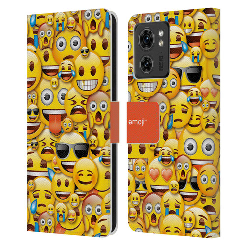 emoji® Full Patterns Smileys Leather Book Wallet Case Cover For Motorola Moto Edge 40