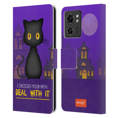 emoji® Halloween Parodies Black Cat Leather Book Wallet Case Cover For Motorola Moto Edge 40