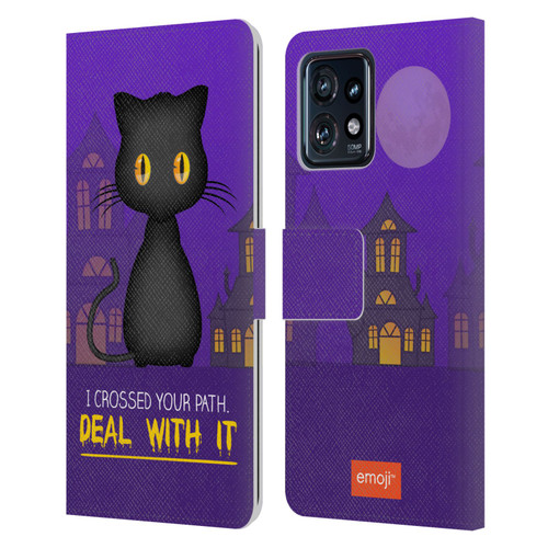 emoji® Halloween Parodies Black Cat Leather Book Wallet Case Cover For Motorola Moto Edge 40 Pro