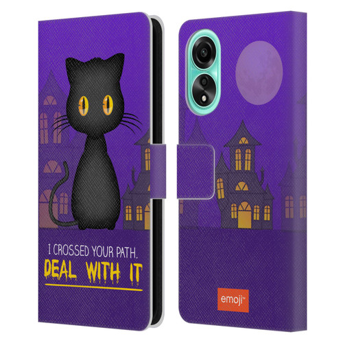 emoji® Halloween Parodies Black Cat Leather Book Wallet Case Cover For OPPO A78 4G
