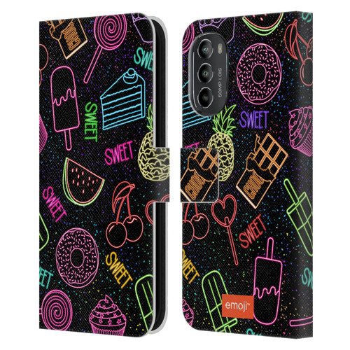 emoji® Neon Sweet Leather Book Wallet Case Cover For Motorola Moto G82 5G