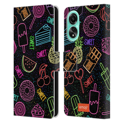 emoji® Neon Sweet Leather Book Wallet Case Cover For OPPO A78 4G