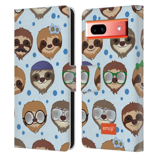 emoji® Sloth Pattern Leather Book Wallet Case Cover For Google Pixel 7a