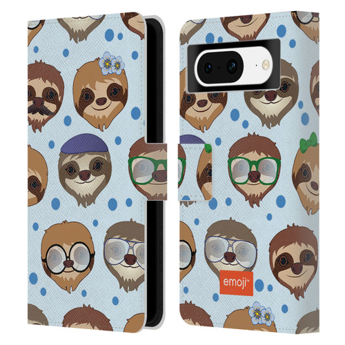 emoji® Sloth Pattern Leather Book Wallet Case Cover For Google Pixel 8