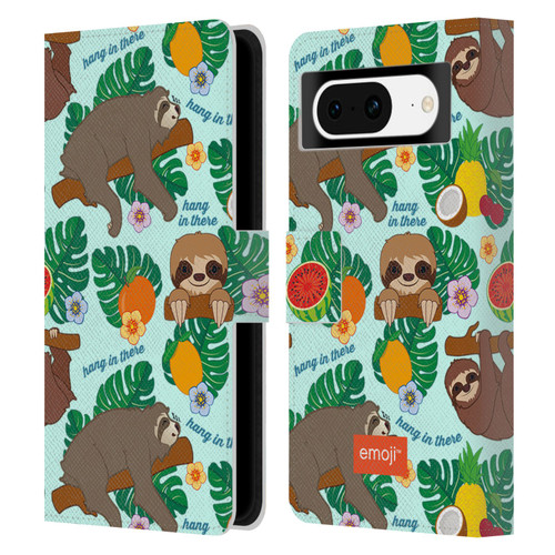 emoji® Sloth Tropical Leather Book Wallet Case Cover For Google Pixel 8