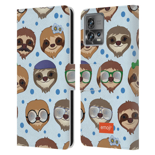 emoji® Sloth Pattern Leather Book Wallet Case Cover For Motorola Moto Edge 30 Fusion