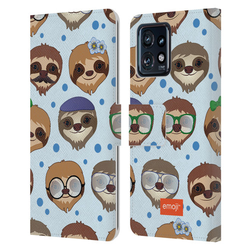 emoji® Sloth Pattern Leather Book Wallet Case Cover For Motorola Moto Edge 40 Pro