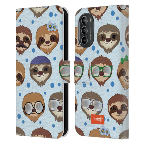 emoji® Sloth Pattern Leather Book Wallet Case Cover For Motorola Moto G82 5G