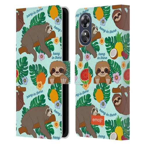 emoji® Sloth Tropical Leather Book Wallet Case Cover For OPPO A17