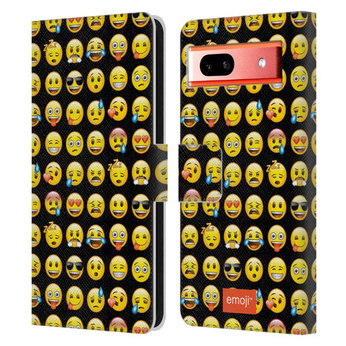 emoji® Smileys Pattern Leather Book Wallet Case Cover For Google Pixel 7a