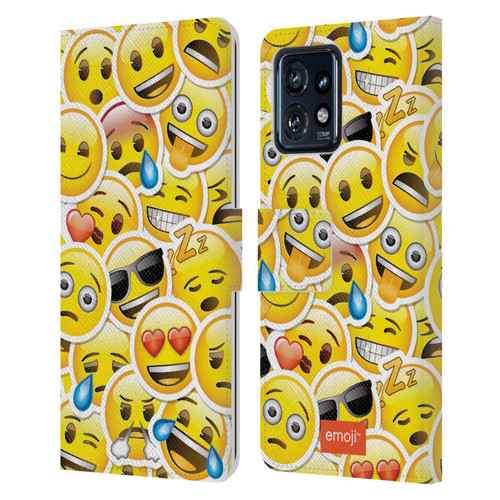 emoji® Smileys Stickers Leather Book Wallet Case Cover For Motorola Moto Edge 40 Pro