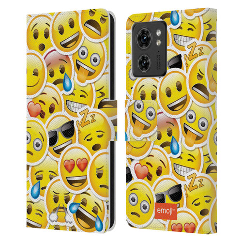 emoji® Smileys Stickers Leather Book Wallet Case Cover For Motorola Moto Edge 40