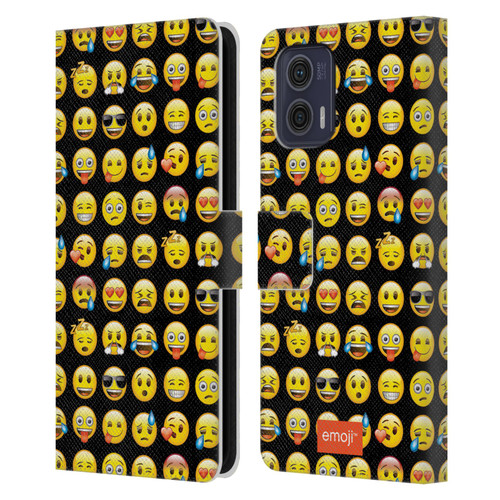 emoji® Smileys Pattern Leather Book Wallet Case Cover For Motorola Moto G73 5G