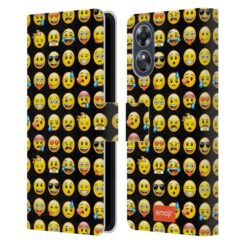 emoji® Smileys Pattern Leather Book Wallet Case Cover For OPPO A17