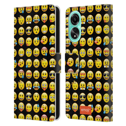 emoji® Smileys Pattern Leather Book Wallet Case Cover For OPPO A78 4G