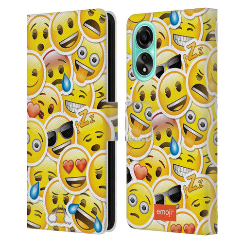 emoji® Smileys Stickers Leather Book Wallet Case Cover For OPPO A78 4G