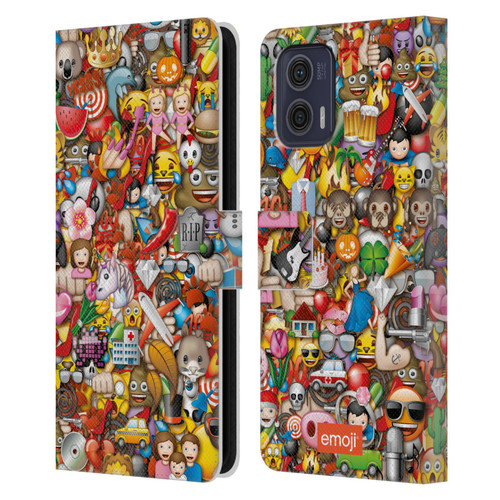 emoji® Trendy Full Pattern Leather Book Wallet Case Cover For Motorola Moto G73 5G