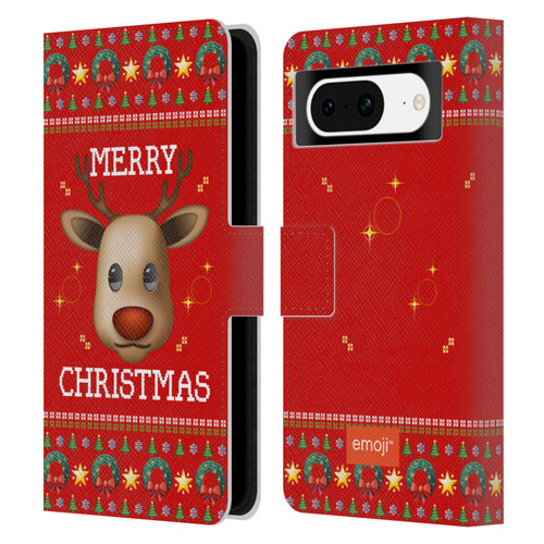 emoji® Ugly Christmas Reindeer Leather Book Wallet Case Cover For Google Pixel 8