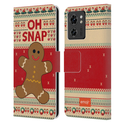 emoji® Ugly Christmas Gingerbread Leather Book Wallet Case Cover For Motorola Moto Edge 40