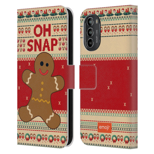 emoji® Ugly Christmas Gingerbread Leather Book Wallet Case Cover For Motorola Moto G82 5G