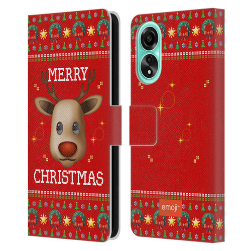 emoji® Ugly Christmas Reindeer Leather Book Wallet Case Cover For OPPO A78 4G