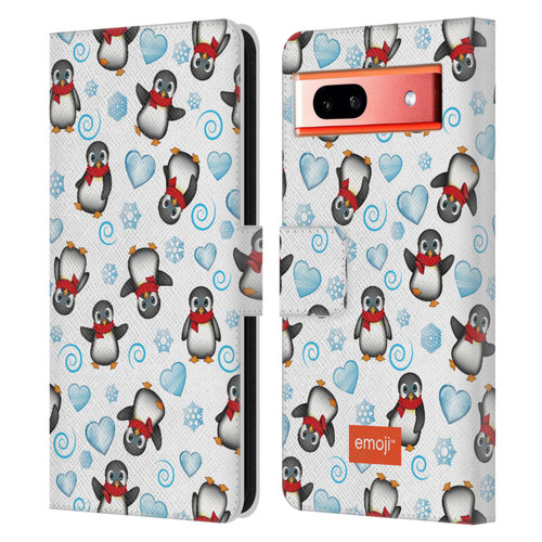 emoji® Winter Wonderland Penguins Leather Book Wallet Case Cover For Google Pixel 7a