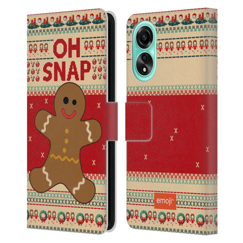 emoji® Ugly Christmas Gingerbread Leather Book Wallet Case Cover For OPPO A78 4G