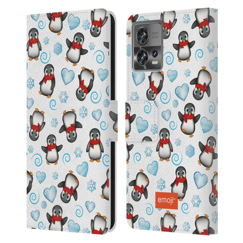 emoji® Winter Wonderland Penguins Leather Book Wallet Case Cover For Motorola Moto Edge 30 Fusion