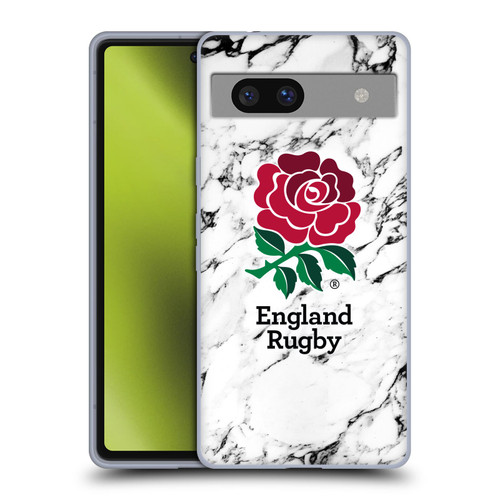 England Rugby Union Marble White Soft Gel Case for Google Pixel 7a