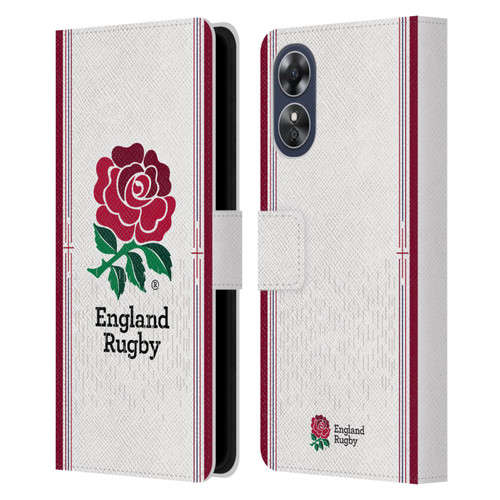 England Rugby Union 2023/24 Crest Kit Home Leather Book Wallet Case Cover For OPPO A17