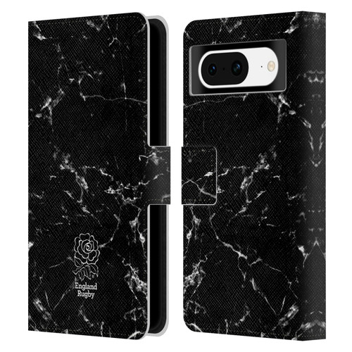 England Rugby Union Marble Black Leather Book Wallet Case Cover For Google Pixel 8