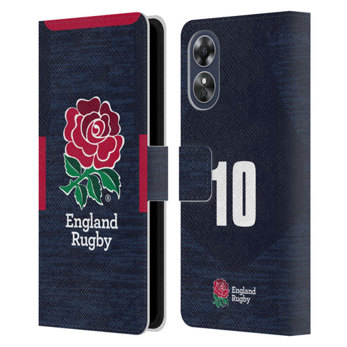 England Rugby Union 2020/21 Players Away Kit Position 10 Leather Book Wallet Case Cover For OPPO A17