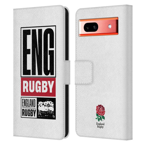 England Rugby Union RED ROSE Eng Rugby Logo Leather Book Wallet Case Cover For Google Pixel 7a